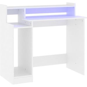 BUREAU  Bureau avec lumières LED Blanc 97x45x90 cm Bois d'ingénierie-S24343