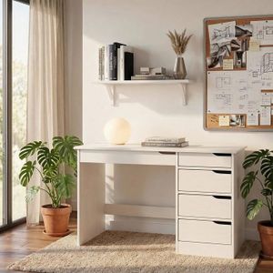 Organiseur De Bureau à 5 Tiroirs En Acier - Blanc - Dimensions 35.5x27.5x29 Cm - Neuf
