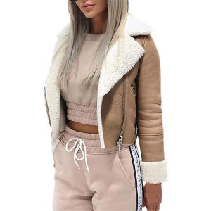 Veste en daim fourrée femme sales