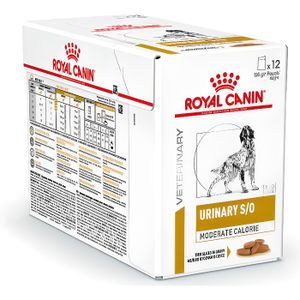 CROQUETTES Royal Canin Veterinary Diet Urinary S/O Moderate calorie pour chiens Emincés 12 sachets 100 g