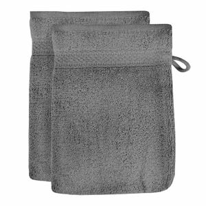 GANT DE TOILETTE Lot de 2 gants de toilette en coton 500 gr/m2 LAGUNE gris, par Soleil d'ocre