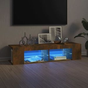 MEUBLE TV Meuble TV avec lumières LED Chêne fumé 135x39x30 cm