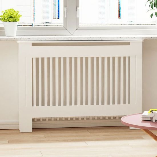 Cache-radiateur haut en bois - couverture de chauffage blanc, étagère ...