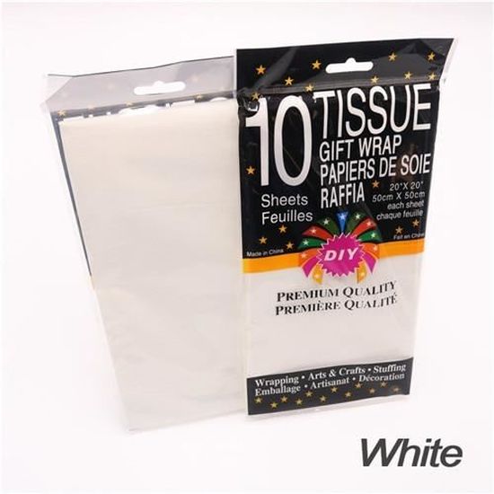 10 feuilles-Papier Tissu Sans Acide Couleurs Noir Blanc Cadeau Emballage 50 cm x66cm