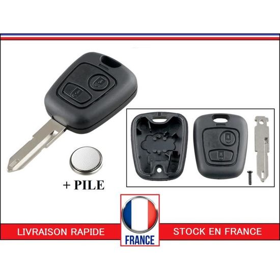 Coque boitier clé Télécommande Peugeot 206 206CC 206 2 boutons avec Pile  CR2016 - Cdiscount Auto