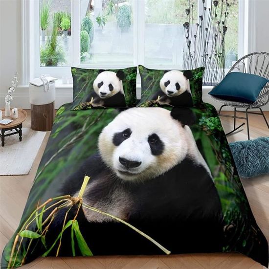 Housse de Couette 150x200 Panda Parure de Lit Imprimée 3D Housses de  Couettes Panda avec 2 Taies D'oreiller 65x65cm - Cdiscount Maison