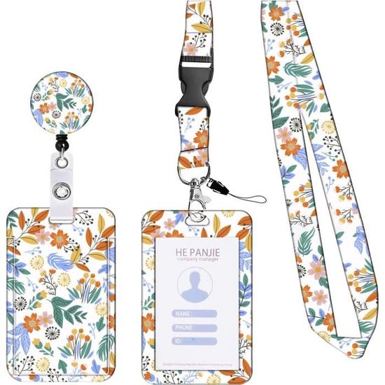 Porte Badge Avec Cordon Tour De Cou Rétractable – Avec étui à Carte Transparent, Pince à Homard Rotative, Pour Carte D’identité, Badge, Clé