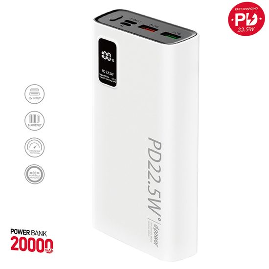 Batterie Externe ADDTOP 20000mAh – 4 Ports USB + écran LCD – Universelle