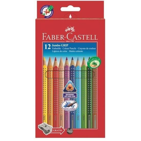 FABER-CASTELL 12 Crayons de Couleur Jumbo GRIP