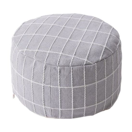 Housse De Pouf Ronde En Tissu Jacquard Extensible, Couleur Unie, Avec
