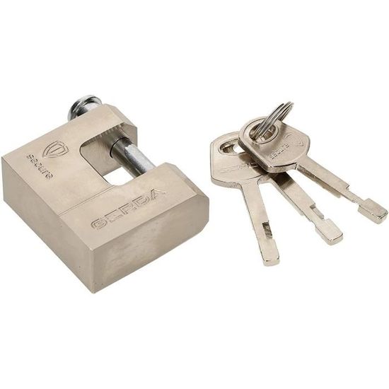 Cadenas à Tige En Fonte 60 Mm - Antivol Coupe-résistant, Laiton Et Acier Trempé, 3 Clés, Noir