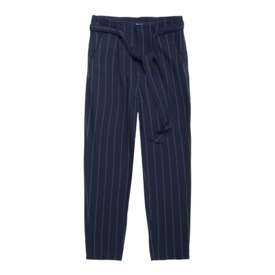 Pantalon rayé avec ceinture deals
