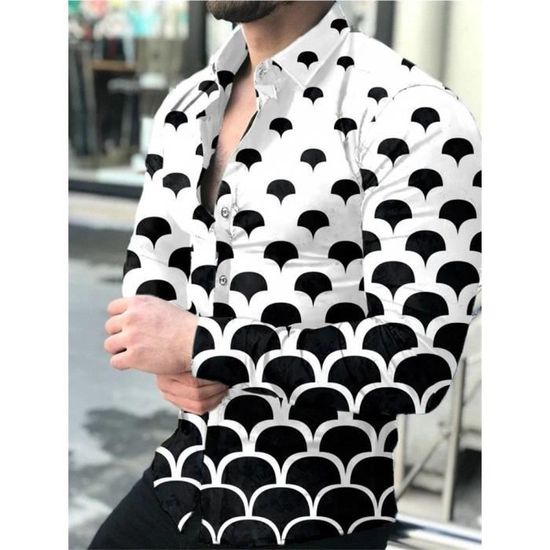 Chemise imprimée homme manches longues top