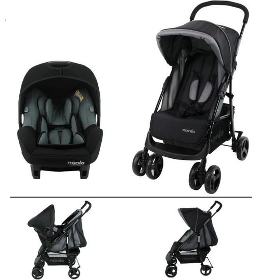 Poussette 2 En 1 Compacte 0-36 Mois - Siège Rotatif, Panier Rangement - Rose