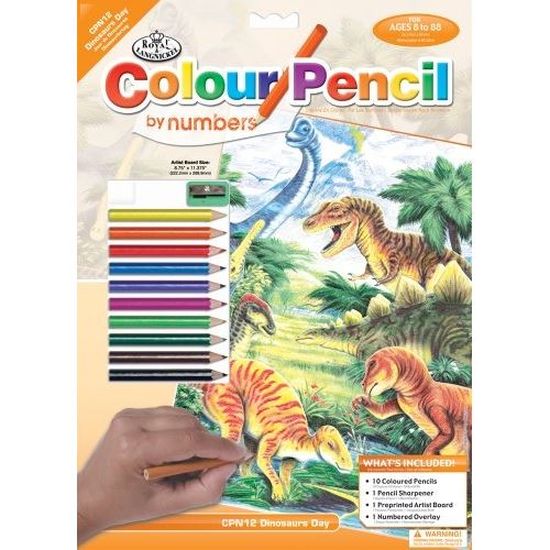 Royal & Langnickel CPN12 Dessin Crayon de couleur daprès les chiffres Jour des dinosaures 