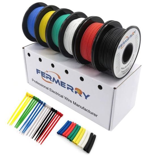 2 Bobines De Fil D'Emballage Cuivre Étamé 30 AWG - 10m De Longueur Chacune - Couleurs Orange Et Gris - Neuf