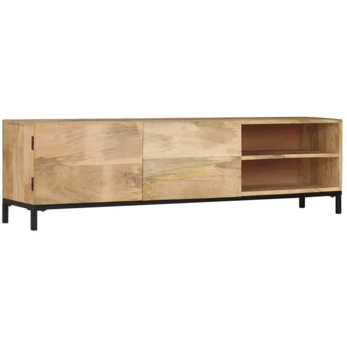 vidaXL Bois Massif de Manguier Meuble TV Étagère Support pour TV Table Basse TV Meuble Multimédia Armoire HiFi Armoire Bas Salon142