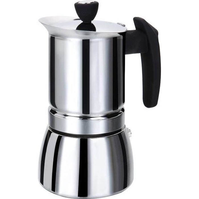 ROSSETTO Cafetière Italienne en Inox-10 Tasses Poignée noir