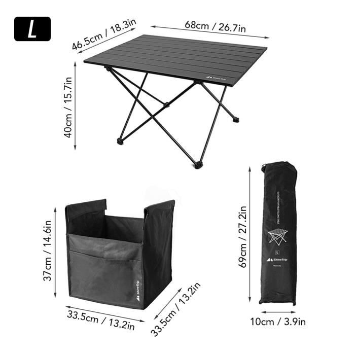 L With Table -Sac de rangement Portable pliable pour Camping en plein air, filet de rangement Oxford, sac de pique nique grande capa