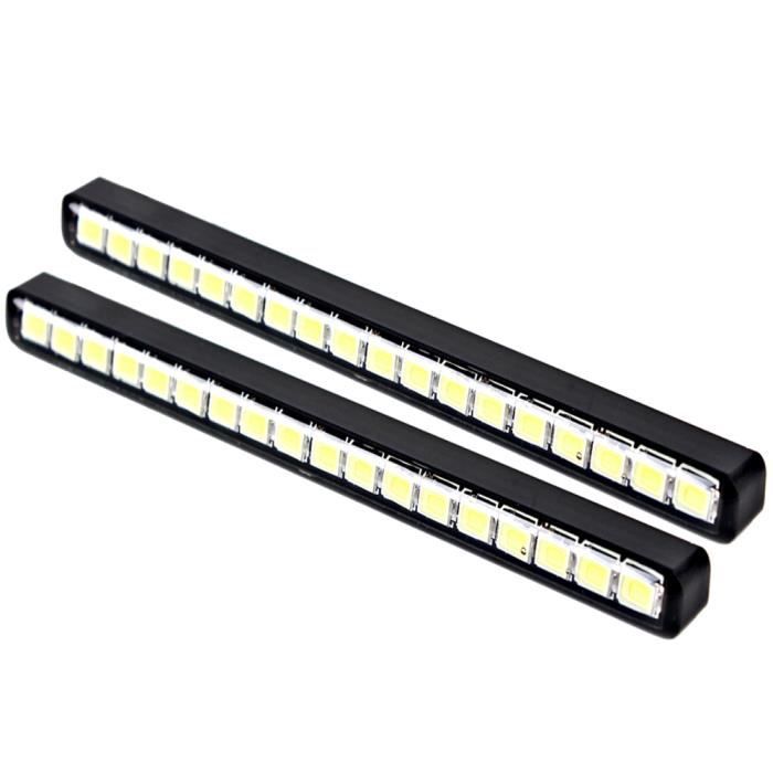 6000K Cold White -LEEPEE 1 paire de feux de jour de voiture Auto lumière du jour 18 LED s DRL voiture Super lumineuse lumière LED de