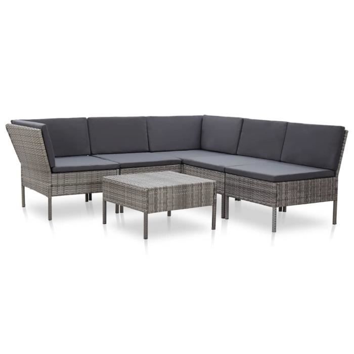 SYMPA©Parfait- Salon de jardin Bas 6 pcs - Canapés de jardin Ensemble repas de jardin- Meuble de jardin Mobilier à dîner d'ext🎼4846