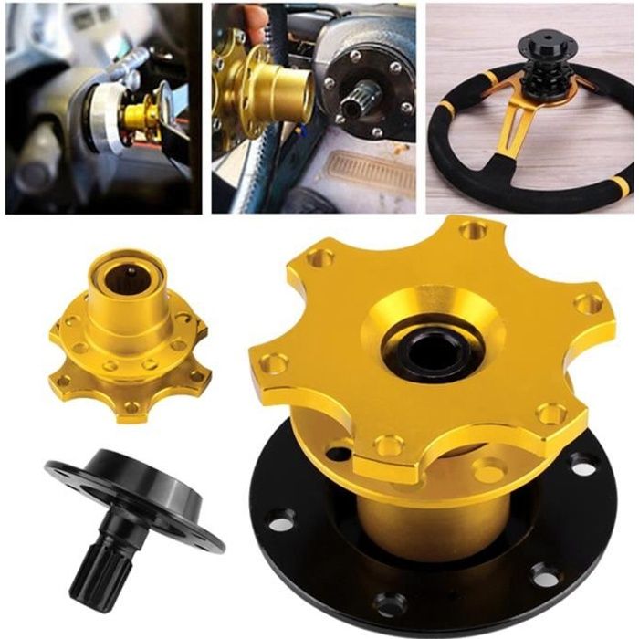 Adaptateur de moyeu de volant de voiture universel doré Adaptateur de course à dégagement rapide Kit de bossage amovible