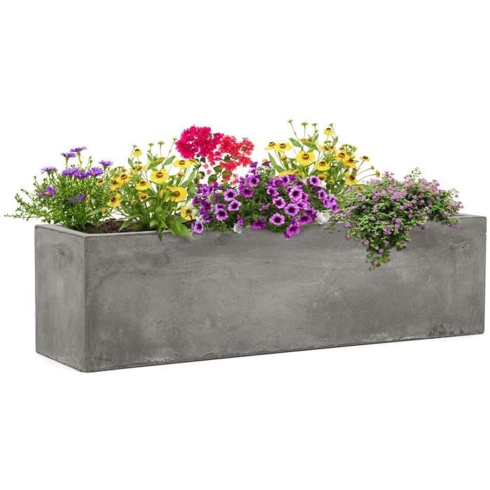 Blumfeldt Solidflor - Bac à plantes, 75 x 20 x 20 cm, Fibre de verre, gris clair108