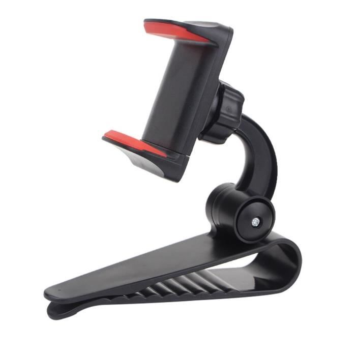 Supports voiture,Voiture pare soleil pince montage GPS Mobile support pour téléphone support support 360 ° rotatif GPS - Type Red