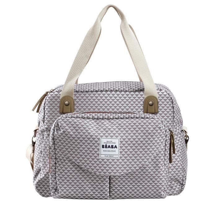 BEABA, Sac à langer Genéve II, Modulable, Grande contenance, Rangements multiples, Pochette avant amovible, Gris