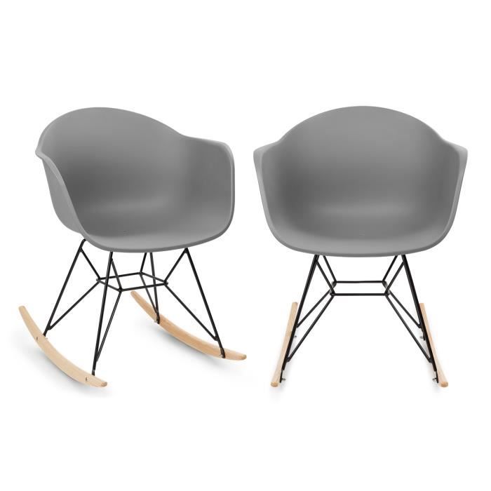 Blumfeldt Skandi Lot de 2 chaises de jardin à bascule design rétro 70´s - traitement anti-UV - charge max 150kg - gris