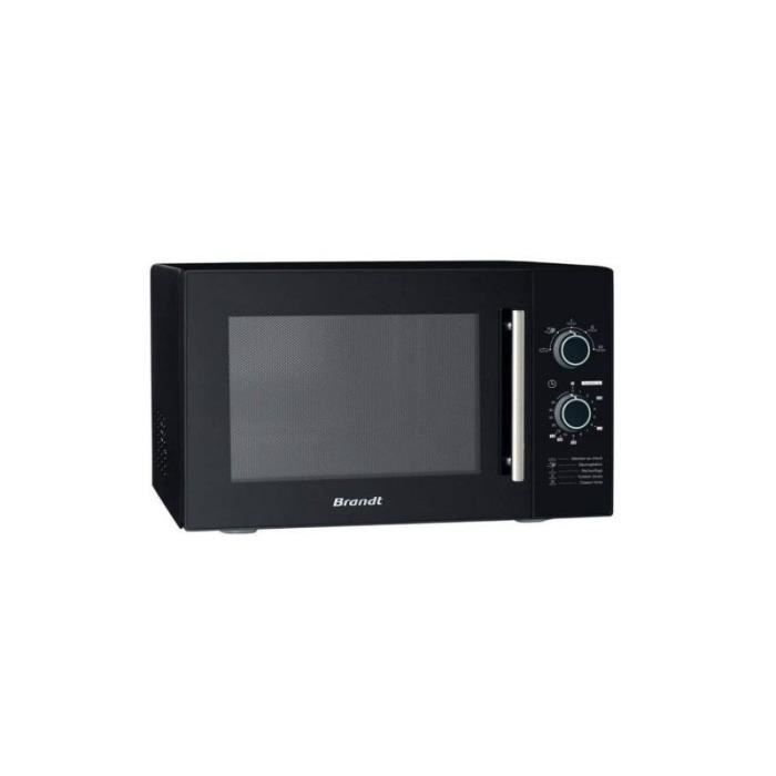 BRANDT Micro-Ondes Noir 26L 900w, Cavité Inox et Porte Maxi-vision, 5 niveaux de puissance