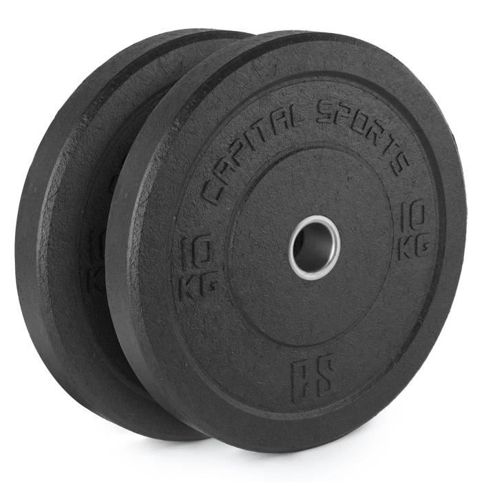 CAPITAL SPORTS Renit Hi Temp Disques d' haltères alu & caoutchouc 2x 10kg