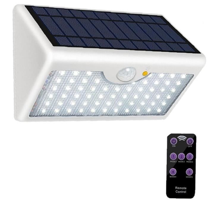 Applique avec lumière 60 LED d'extérieur solaire sans fil Super Bright sécurité Capteur de télécommande