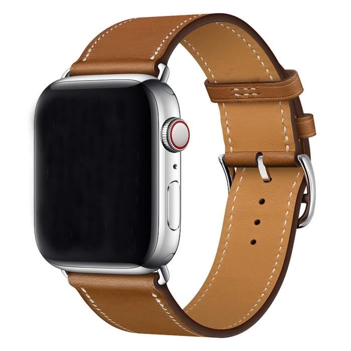 Bracelet Apple Watch 38mm, Cuir Marron Single Tour Bande de Remplacement pour iwatch Series 4 Series 3 Series 2 Series 1