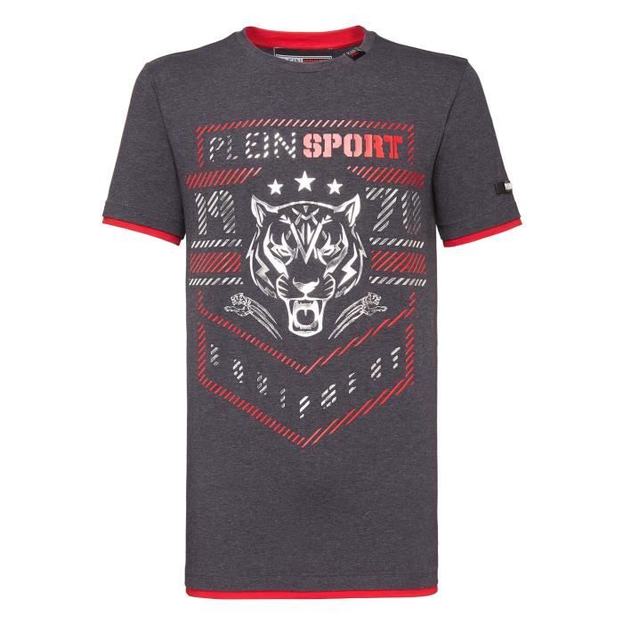 PLEIN SPORT Tshirt - Red & Black - For Men - édition -Big Logo- - Référence : MTK2269SJY001N72