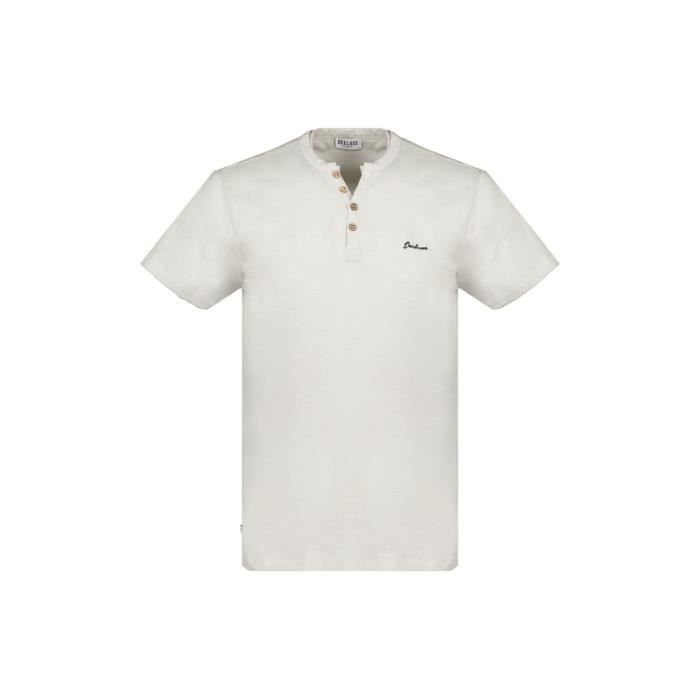 DEELUXE T-shirt à col boutonné KALONI Light Grey Mel