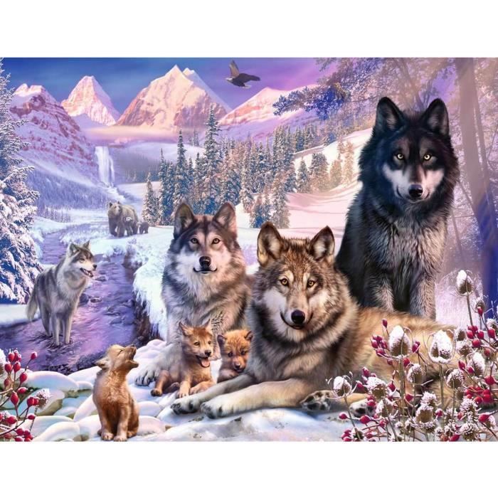 Puzzle 2000 pièces : Loups dans la neige Coloris Unique