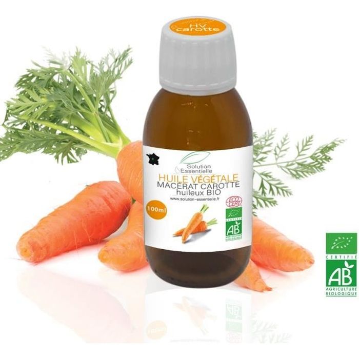 Huile Végétale BIO de carotte 100ml. Huile chémotypée ABLabel, Ecocert Bio 100 % Pure et Naturelle ENTREPRISE FRANCAISE