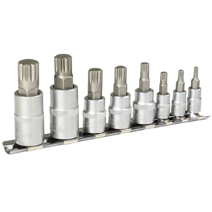 TECTAKE Jeu de 8 Douilles pour Clé de serrage 12 pans en Acier Chrome Vanadium