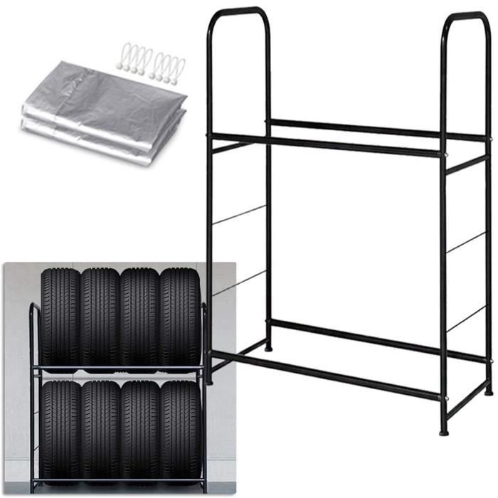 Etagère de Rangement pour 8 Pneus, Rayonnage Pneus Garage en Acier, Hauteur de ajustable, 180KG charge maximale, 107 x 46 x 117cm