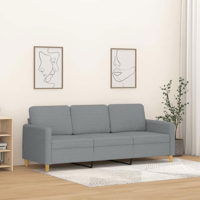 vidaXL Canapé à 3 places Gris clair 180 cm Tissu 359486