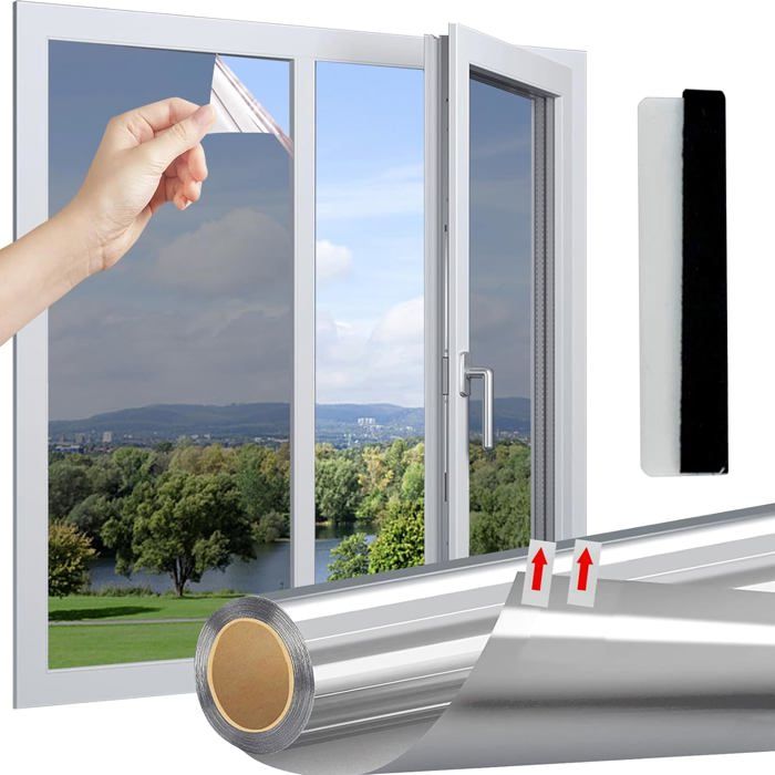 Film Miroir Autocollant Pour Fenêtre - Brise-Vue Réfléchissant, Protection UV Et Isolation Thermique - Modrad
