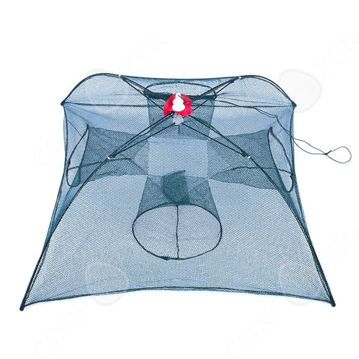 Filet De Pêche Pliable – Cage à Crevettes/crabes, 12 Entrées, 360°, 60x35 Cm, Vert