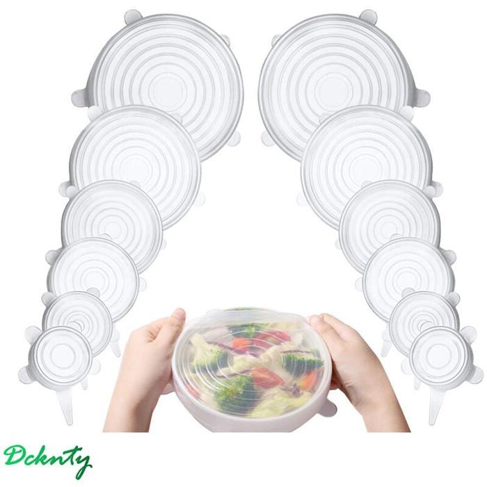 Couvercle Silicone pour Alientaire, 5 Tailles Réutilisable Couvercle