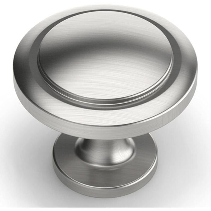 Bouton de meuble - PZCC - Lot de 12 - Rond - Alliage de zinc - Nickel brossé