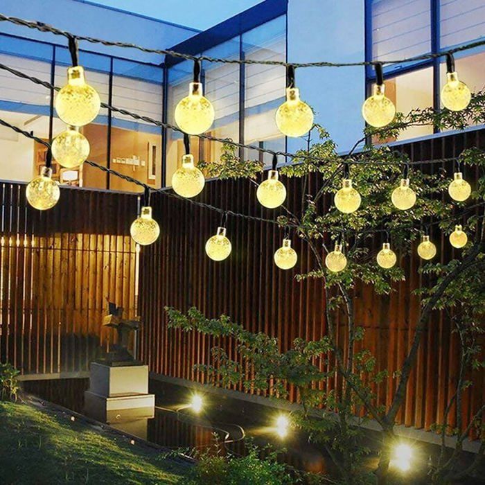 Guirlande lumineuse solaire dextérieur 50 LED étanche 8 modes intérieur/extérieur jardin terrasse balcon