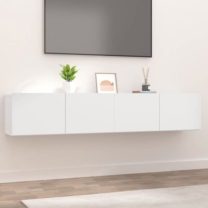 Lot de 2 Meubles TV-Meuble de rangement 2 pcs blanc 80x30x30 cm bois dingénierie