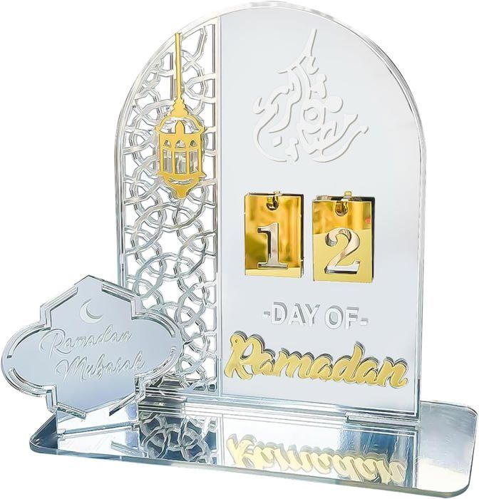 Calendrier de décompte avant le ramadan 2025, en acrylique, Aïd Moubarak, DIY, compte à rebours, pour la décoration, cadeau, noir - Maison