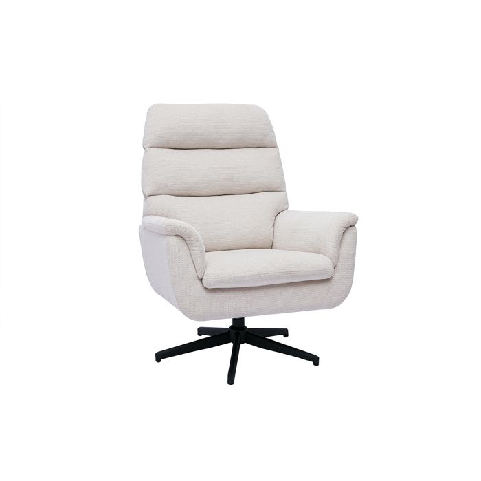 Miliboo - Fauteuil pivotant en tissu chenille beige et métal noir JONAH Miliboo - Fauteuil pivotant en tissu chenille beige et métal noir JONAH