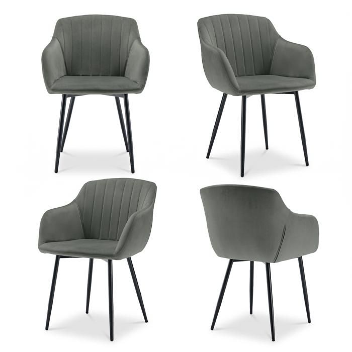 Goeurvant Chaises de salle à manger avec assise large et accoudoirs confort minimaliste - Lot de 4 - Gris Clair
